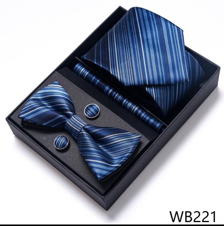 Men'S Business Dress Party Tie Gift Box Fashion Tie Square Scarf Combination Set Tie Bow Tie Set