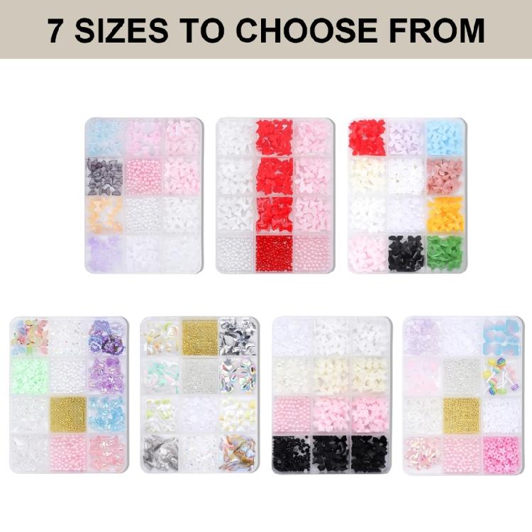 12 Grids 3D Bows Nails Art Charm Bowknot Nail Charms Nails Art Gems for Party
