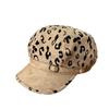 American retro leopard print beret women's autumn and winter four seasons big head circumference showing face small octagonal hat fashionable literary