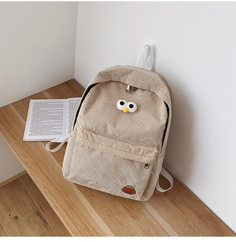 Schoolbag simple and lightweight girls backpack cute primary school bag large capacity corduroy casual backpack