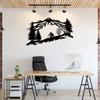 Metal Wall Art Skier Mountain Trees Laser Cut 3D Panel Home Decor Ski Lodge Rustic Man Cave Gift Hanging