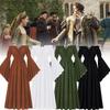 Bare Boat Neck Shoulder Ruffled Long Sleeves Renaissance Maxi Dress Cosplay Set
