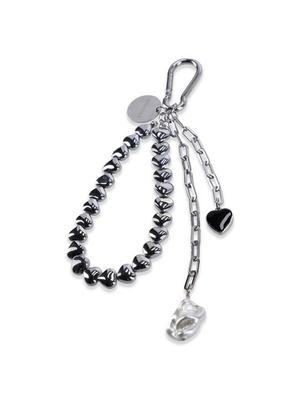 Porte-clés SEMICODE avec mousqueton et perles en forme de cœur