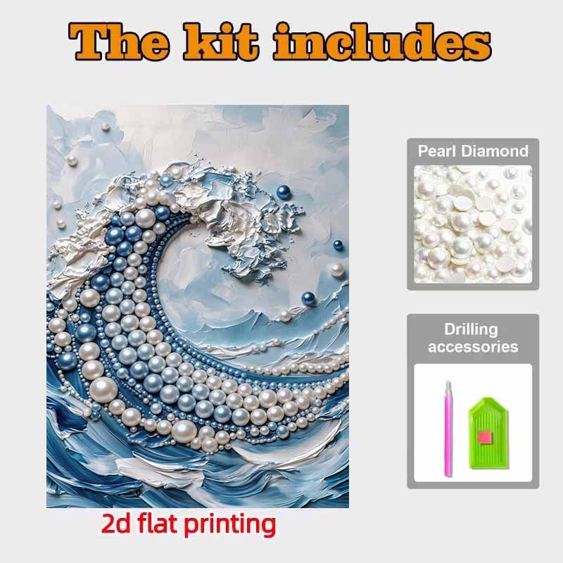 DIY Wave Pearl Diamond Art Kits Without Frame 30x40cm Gem Art Diamond Painting Kits for Adults/Beginners Gift Idea Home Wall Decor