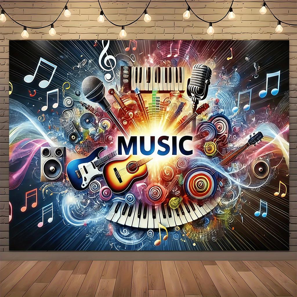 One musical symbol instrument explosion abstract background cloth, suitable for photography in an art music studioXY