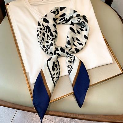 Korean Spring and Autumn New Leopard Print Temperament Small Square Scarf Women's Decorative Scarf Fashion Scarf Headband Scarf Tiepack