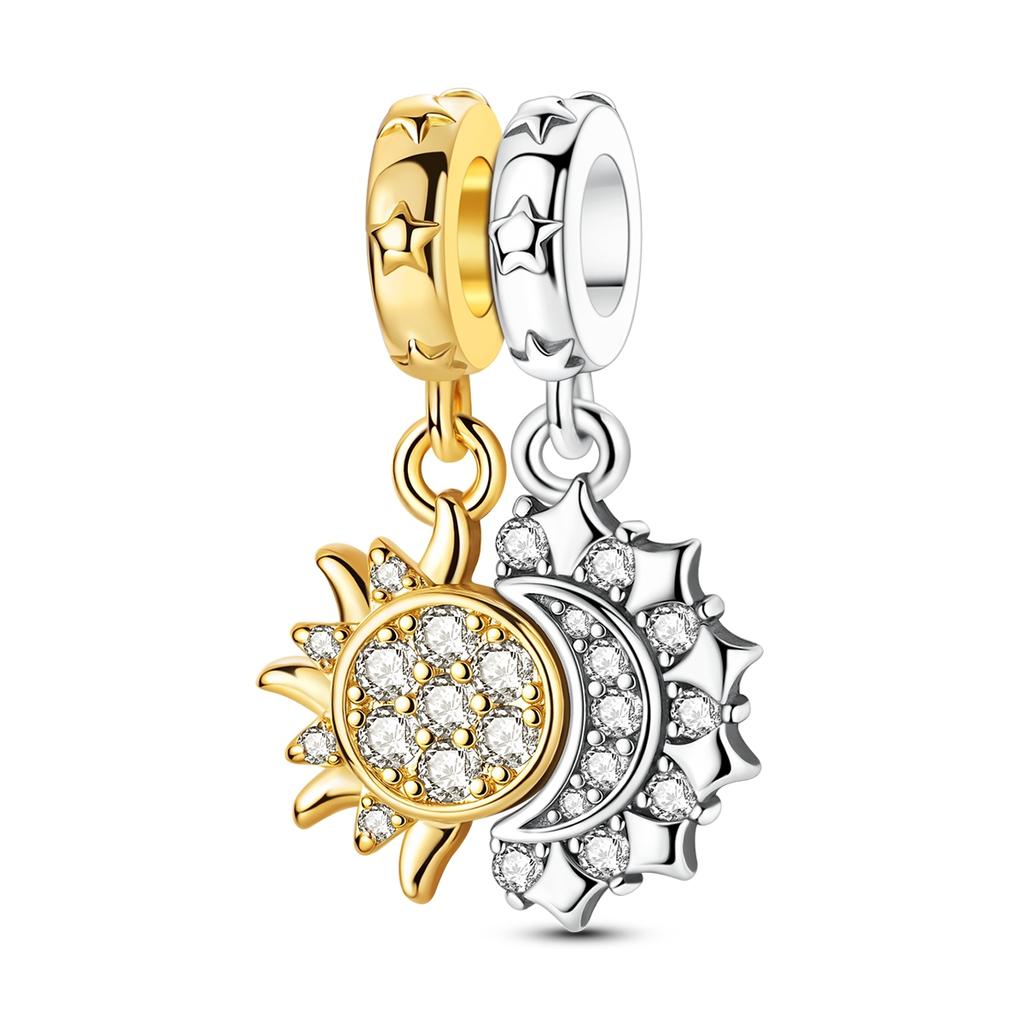 Original 925 Silver Charms Star Moon Sun Starry Sky Pendant Beads For Women Fit Bracelet DIY Fine Jewelry