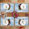 4pc Christmas Ball Printed Placemat Waterproof Anti Hot Holly Berry Pattern Placemat Holiday Decoration