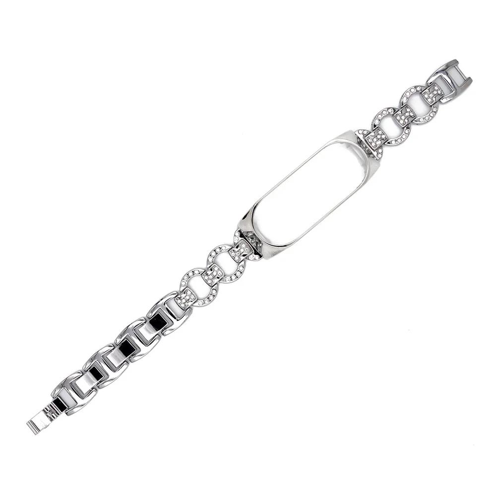 Link Wristband Strap for Xiaomi Mi Band 3 4 5 6 7 Watchband Metal Miband 8 Bracelet Replacement Bling Smartwatch Accessories
