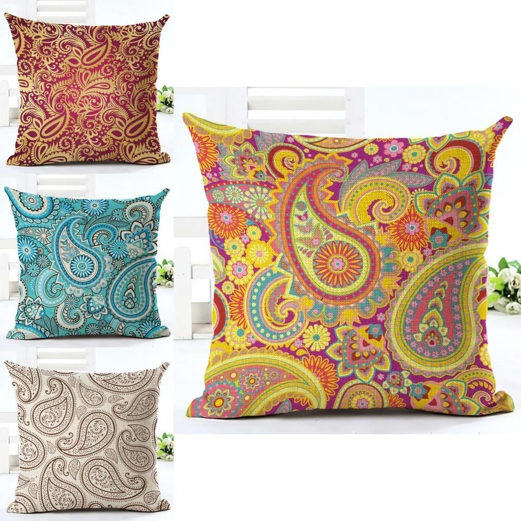 Exquisite Paisley Printed Ethnic Cushion Covers For Vintage Bohemian Sofa Decor