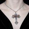 Victoria Gothic Death Skull Head Moth Cross Pendant Necklace for Women Men Halloween Witch Pagan Alternative Aesthetics Jewelry