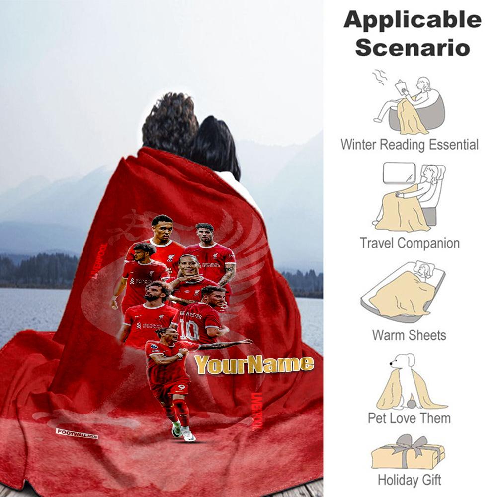 Liverpool Personalized Text Blanket Cozy Personalized Blanket Soft & Cozy Throw For Nap Livingroom Couch Picnics Ideal for All Seasons