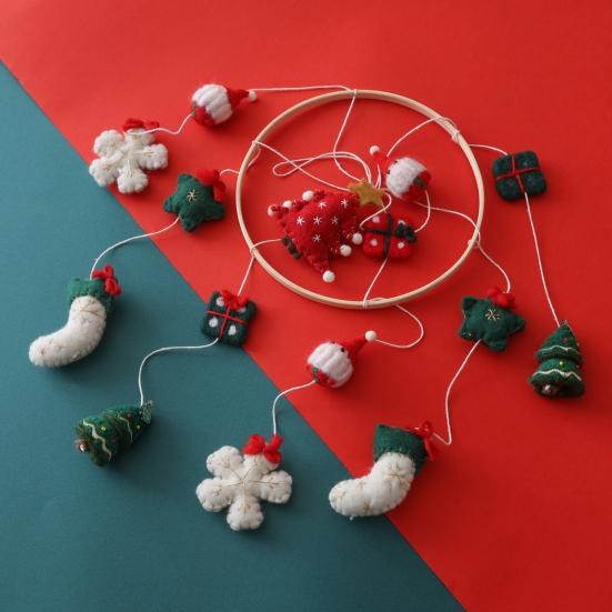 Christmas Crib Mobile Handmade Felt Baby Bed Bell with Reindeer Tree Stars Nursery Decor for Infants Safe Festive Holiday Gifts