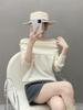 Women's Off-Shoulder Loose Cashmere Sweater - Autumn/Winter Knit Base Layer, Versatile Lazy Style Top