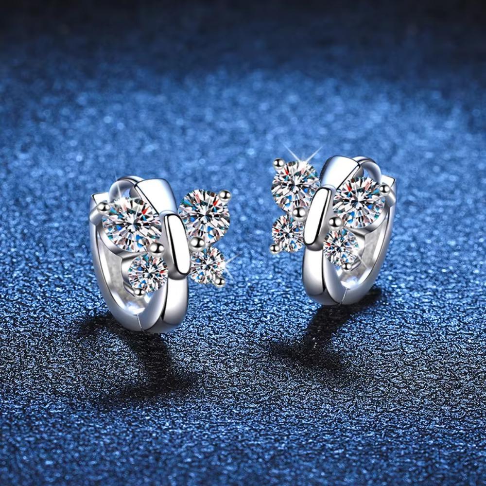 925 Silver Butterfly Stud Earrings for Women Wedding Engagement Luxury Zircon Jewelry Gift
