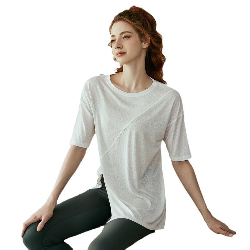 Top Fitness da Donna Estivo a Manica Corta, Vestibilità Larga, per Yoga & Pilates