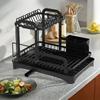 Kitchen Dish Bowl Drainer Storage Rack Kitchen Dish Drying Rack with Drain Basket Countertop Dinnerware Organizer Drainboard