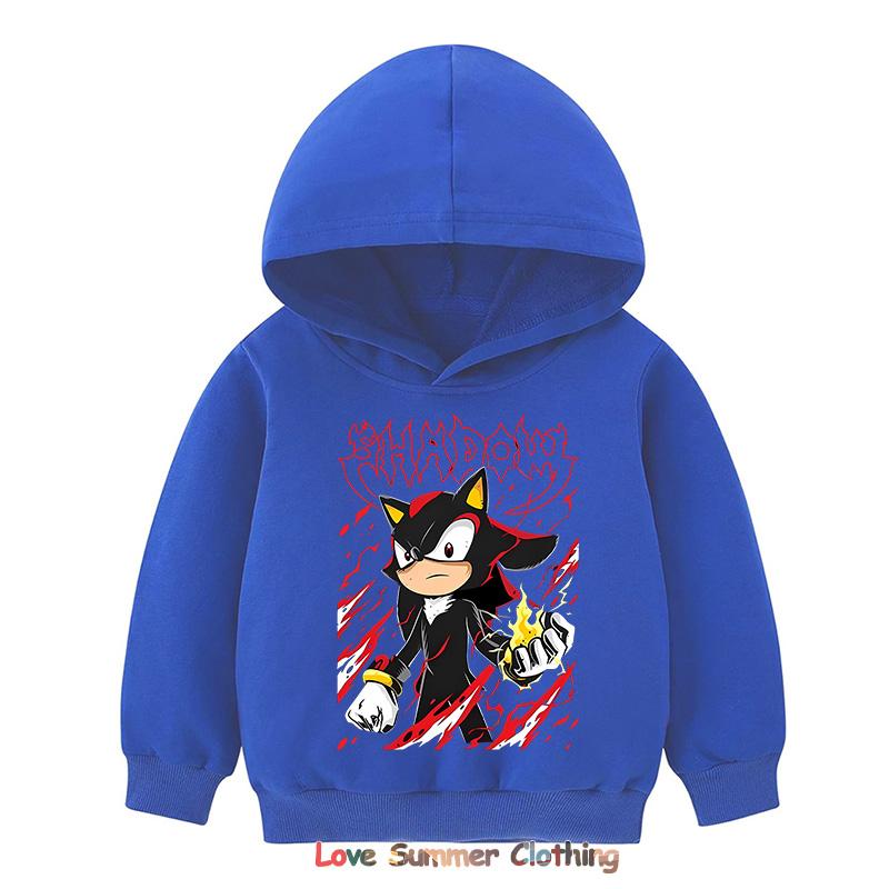 2025 Shadow Kids Hoodie Boys Pullover 4-14Yrs Girls Tops Hedgehog Long Sleeve Sweatshirt Polyester
