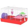 2-Tier Metal and PP Hamster Cage with House, Water Tank and Wheel, 47x30x27 Cm