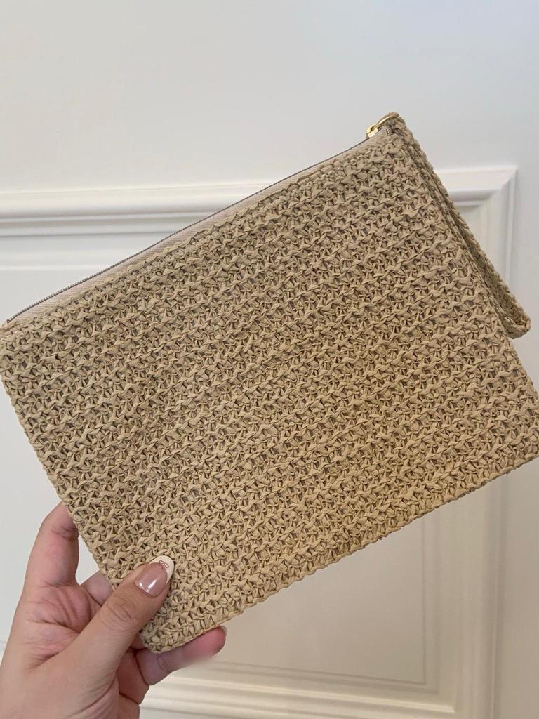 25th Anniversary Straw Woven Makeup Bag: Summer D Travel Clutch & Handbag