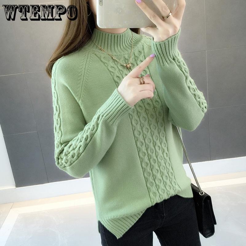 Women's Semi High Neck Sweater Loose Mid Neck for Autumn and Winter Stylish and Thick Sweater