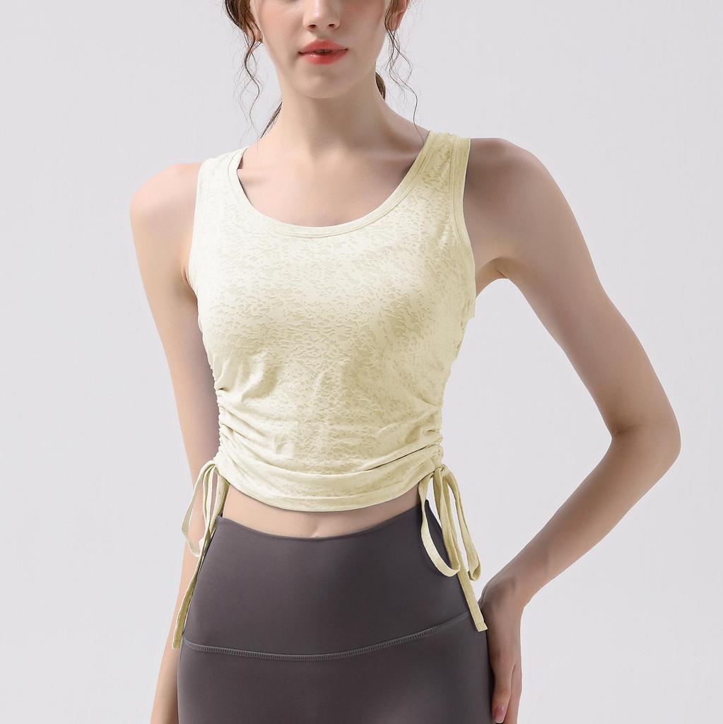 Women's Sleeveless Slim Fit Jacquard Sports Vest for Running, Yoga, and Pilates