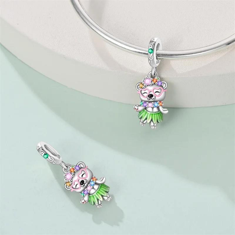 100% Copper Cute Little Bear Butterfly Flamingo Charms Beads Rose Princess Pendants Fit Diy Bracelets Jewelry Gifts