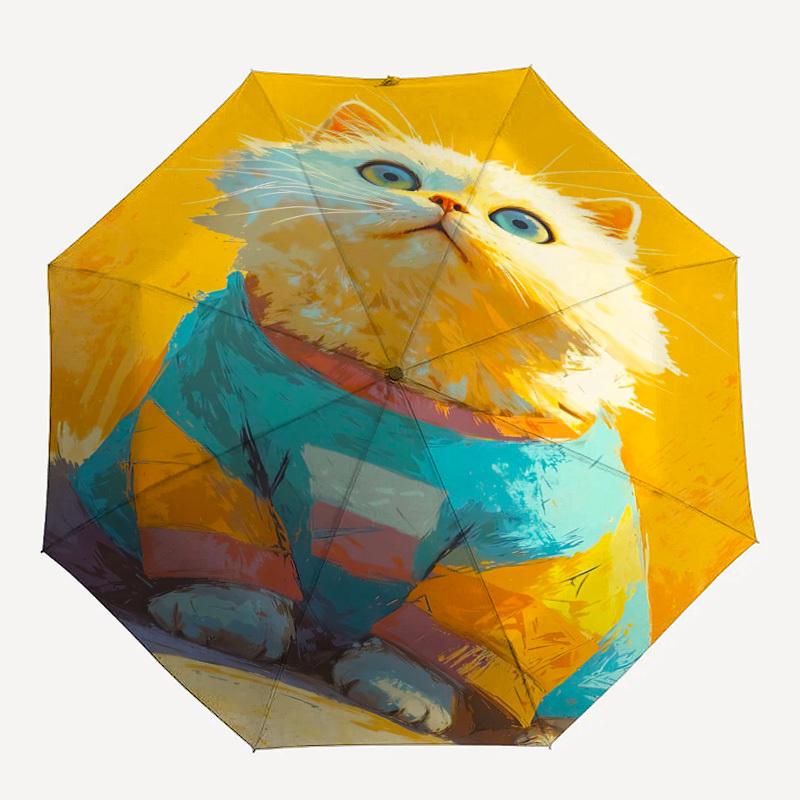 

1pc Cat Astronaut Space Kitten Automatic Open/Close Umbrella, Portable Folding Umbrella for Travel, Themed Events044