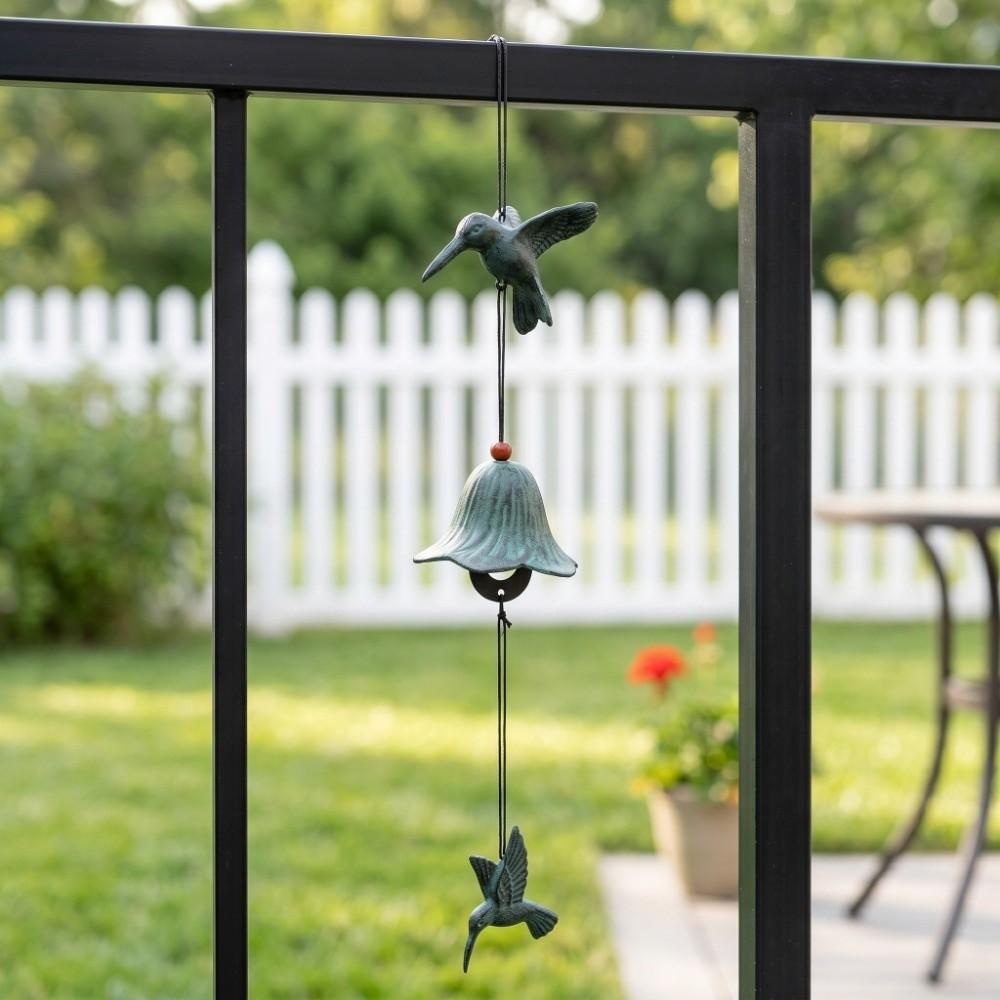 Metal Hanging Wind Chimes Blue / Green / Yellow 16.54in Garden Wind Chimes with Hanging Rope Bird Home Hanging Ornament