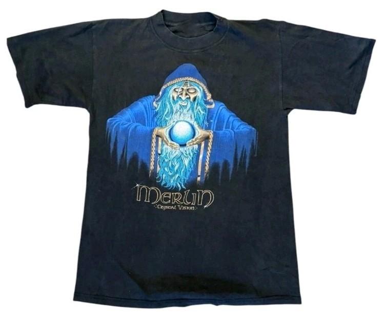 Мерлин Волшебник Маг Графическая Футболка Черная Размер S-5XL Унисекс Футболка S
