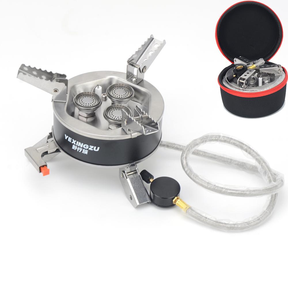 

6800W 12800W 18000W Portable Outdoor Stove Camping Gas Stove Folding head Burner Strong Fire Stove with Storage Bag For Hiking