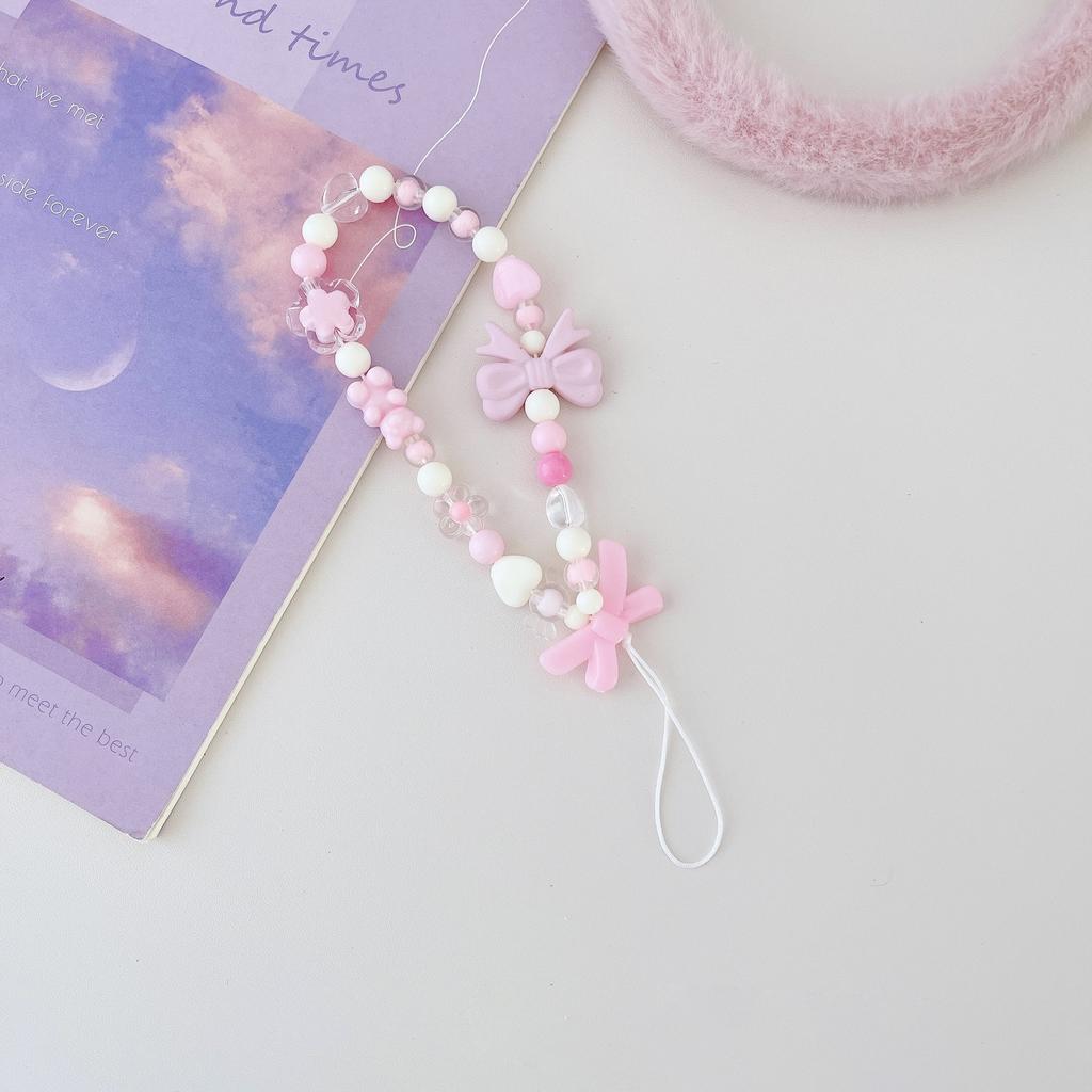 Handmade Beaded Phone Strap Sweet Fresh Style Acrylic 25cm Phone Case Lanyard for Girls