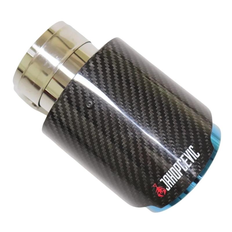 

1Pcs Car Modification Single Exhaust Tip Pipe Glossy Blue Carbon Fiber Muffler Tailpipe Exhaust Nozzle 63MM IN 76MM OUT