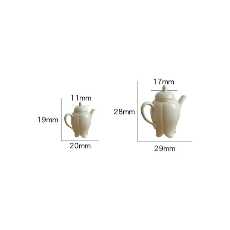 Mini Ceramic Petal Teapot Set Aesthetic Dollhouse Accessories Miniature Tea Party Props Desktop Ornament for Bedroom Shelf Decor