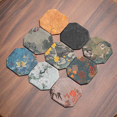 Chinese Brocade Teacup Holder Coaster Cloth Cotton Linen Pot Tea Mat Table Insulation Kung Fu Tea Ceremony Teaware Accessories