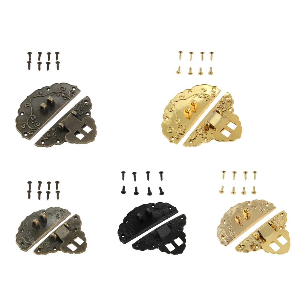 1PC Oval Box Latch Clasp Antique Decorative Hasp Latch with Screws for Jewelry Gift Wine Box Toolbox Suitcase Kitchen Furniture
