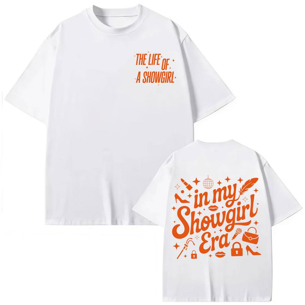 TS The Life of A Showgirl Print T-shirt Fashion Pop Music Short Sleeve T-shirts Men Women Clothing Harajuku Y2k Trend T Shirts