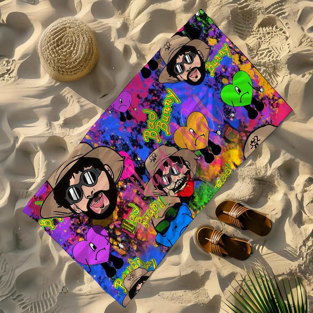 Singer Bad B-Bunny Towel Yoga Gym Yoga Gym Lightweight Portable for Swimming Beach Travel Sports Accessories Sandproof