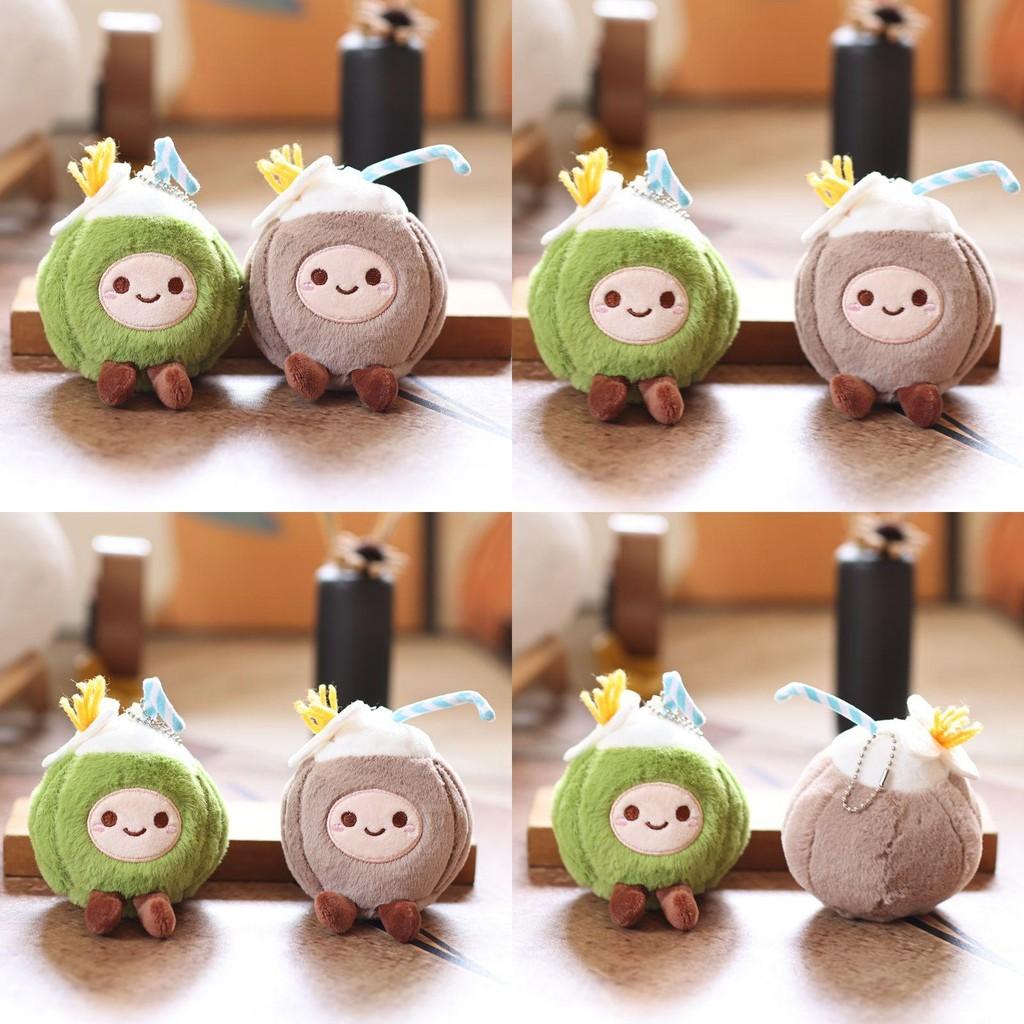 Cute Coconut Plush Keychain With Soft Short Pile For Bags And Keys