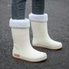 Women's Mid-Calf Warm Boots Slip-On Fashionable Ankle Boots with Removable Fleece Lining Outdoor Activities and Rainy Weather Use Winter Boots