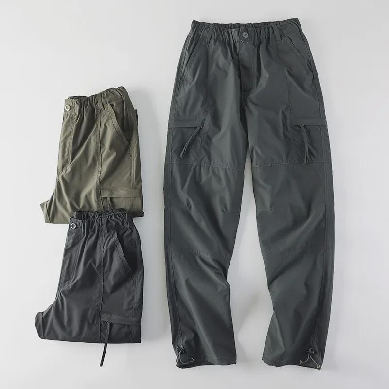 Men's Quick-Dry Multi-Pocket Loose Straight Overalls Plus Velvet Autumn/Winter Combat Pants