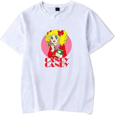 WJHYWDH Candy Candy New Anime T-Shirt Merch Casual Short Sleeved T Shirt Unisex Tee (White, Small)
