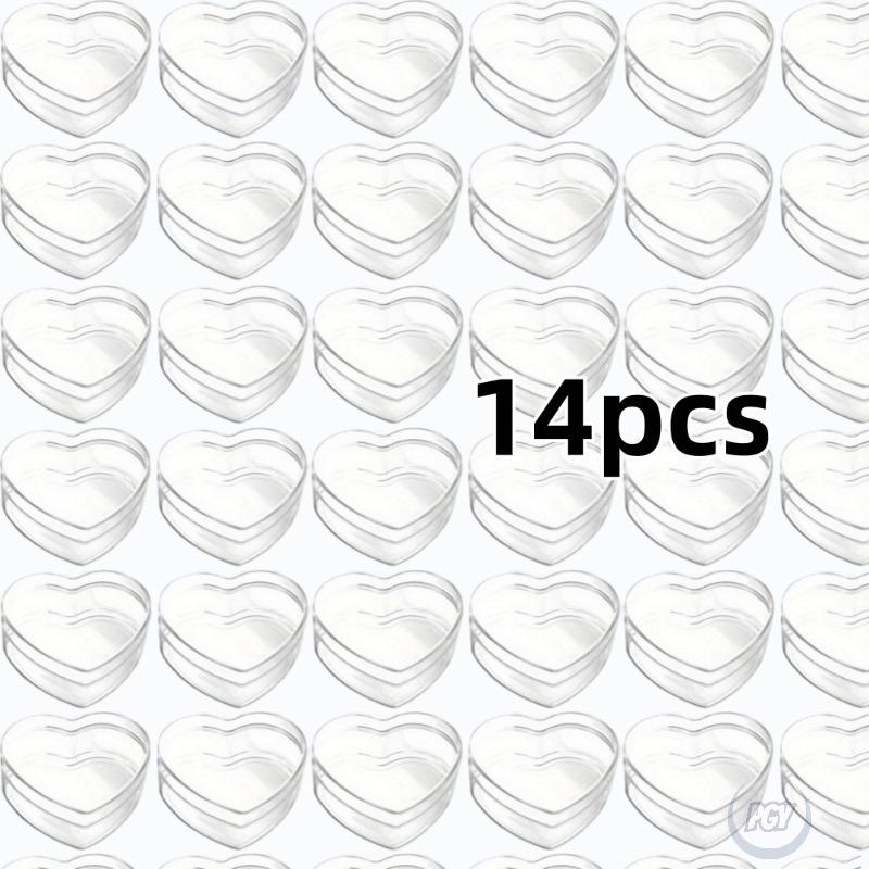 14pcs Heart-shaped Transparent Storage Boxes with Lids Mini Decorative Containers for Jewelry Candies and Gift Packaging Decor