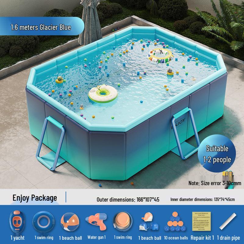 Inflatable Children's Swimming Pool with Slide - No Inflation Needed, Thickened Foldable Design for Home and Outdoor Use