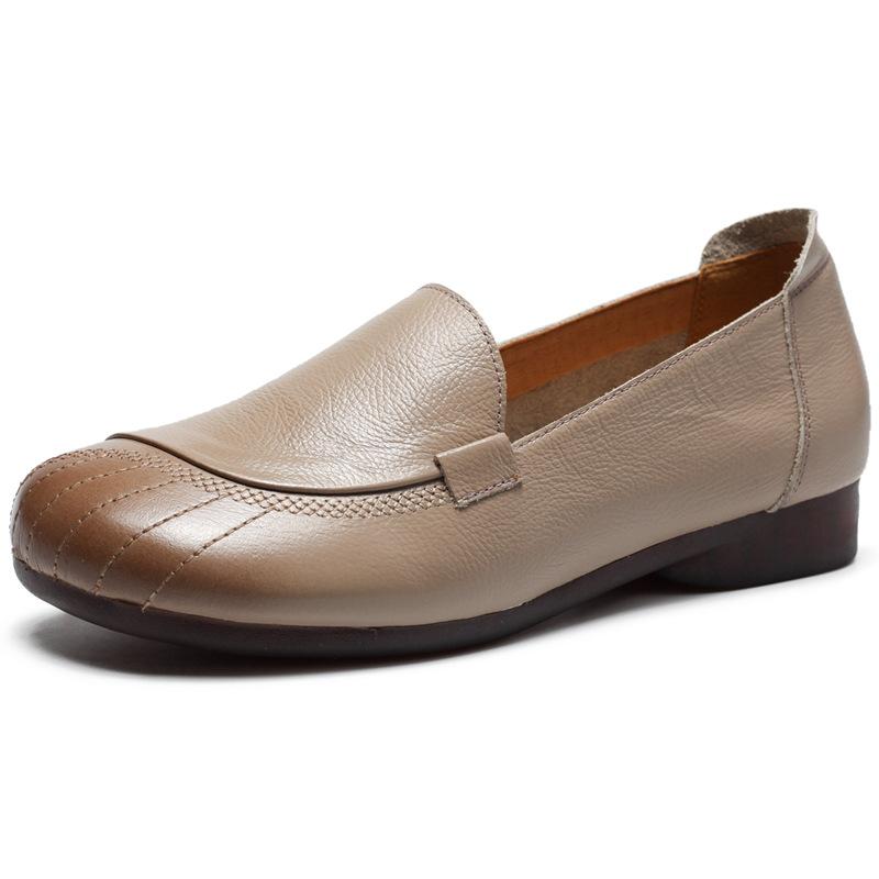 Soft-soled Non-slip Shoes for Women, Flat-soled Comfortable Leather Shoes for Middle-aged and Elderly People, Spring and Autumn Casual Shoes