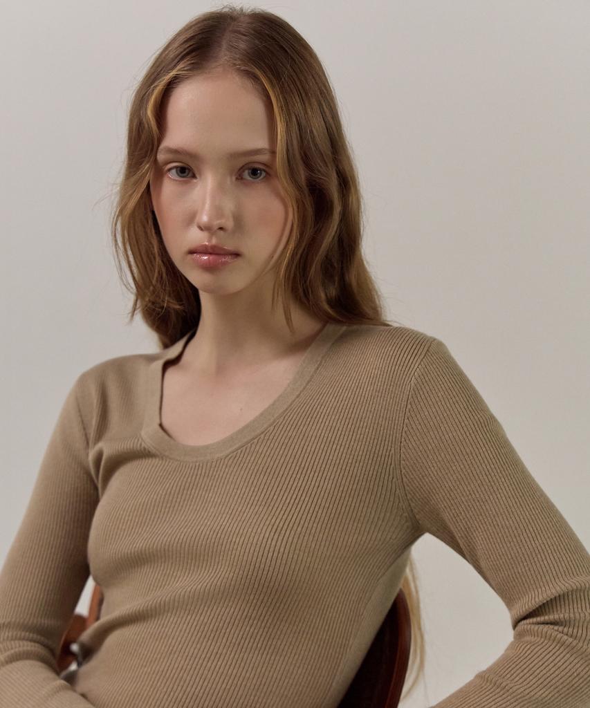 ELLIOTI Scoop Rib Knit Ts_3Color