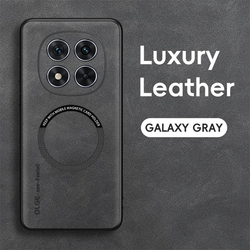 

Магнитный кожаный чехол для телефона для Xiaomi Redmi Note 14 13 Pro Plus 13 12 11 Pro 11S 10S для Magsafe противоударный чехол Redmi 13C 14C Redmi 14C серый