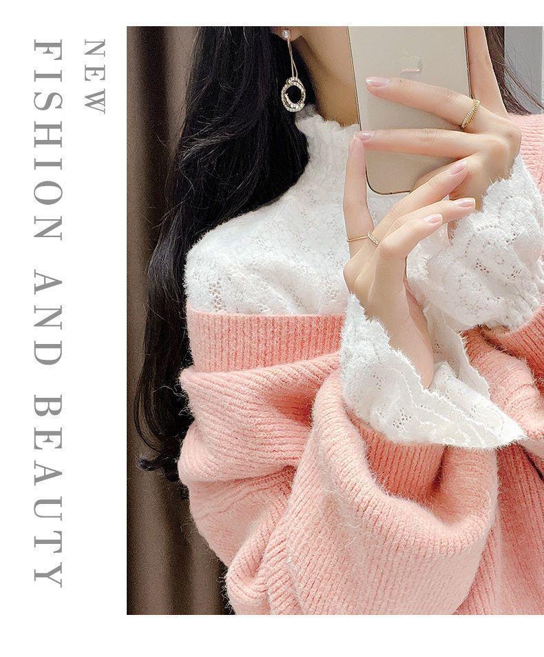 Women's Autumn/Winter 2120 Lace Fleece-Lined High Neck Base Layer Top - Fashionable, Thickened Innerwear 