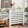 Radiator cover with horizontal slatted grille and 2 wooden drawers, 111W x 19D x 95.5H cm, white