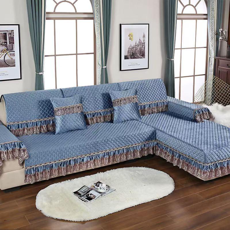 

Теплые плюшевые чехлы для диванов, нескользящее толстое полотенце для дивана, большой край, стеганая подушка для стула, дивана, кружевная накладка для коврика в гостиной 90x60